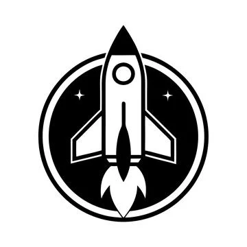 Rocket Ship Line Art Logo Icon Printable Vector Design Artwork Illustrazione stock