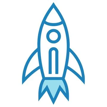 Rocket Ship Line Art Logo Icon Printable Vector Design Artwork Illustrazione stock