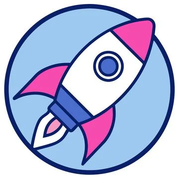 Rocket Ship Line Art Logo Icon Printable Vector Design Artwork Illustrazione stock