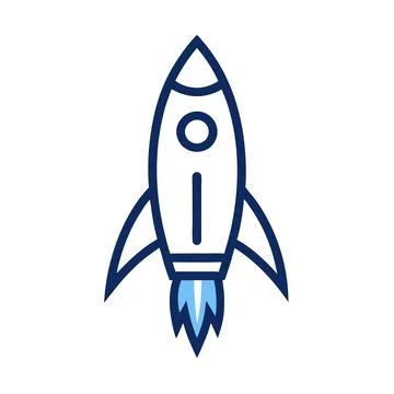 Rocket Ship Line Art Logo Icon Printable Vector Design Artwork Illustrazione stock
