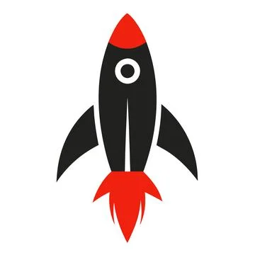 Rocket Ship Line Art Logo Icon Printable Vector Design Artwork Illustrazione stock