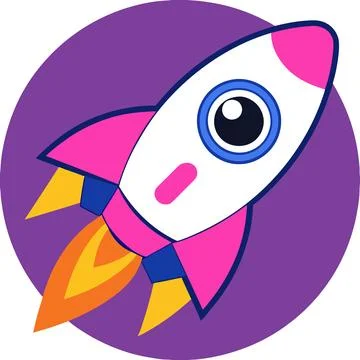 Rocket Ship Line Art Logo Icon Printable Vector Design Artwork Illustrazione stock