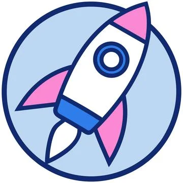 Rocket Ship Line Art Logo Icon Printable Vector Design Artwork Illustrazione stock
