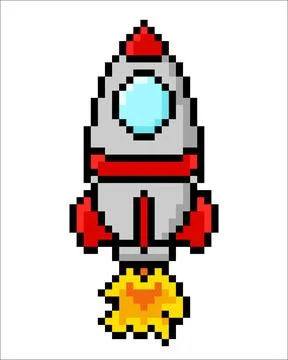 Rocket ship pattern. Pixel astronaut rocket image. Vector Illustration of pix Stock Illustration
