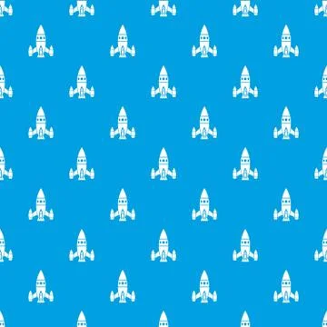 Rocket ship pattern seamless blue Stock Illustration