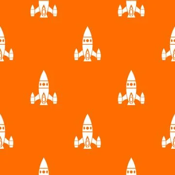Rocket ship pattern vector orange Stock Illustration