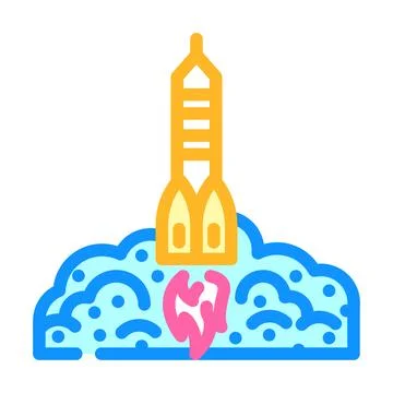 Rocket ship progress color icon vector illustration 스톡 일러스트