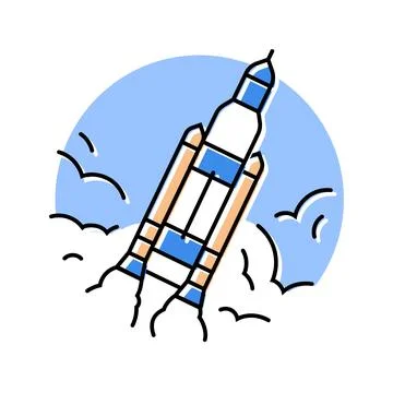 Rocket ship progress color icon vector illustration 스톡 일러스트
