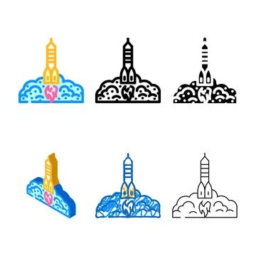 Rocket ship progress color icon vector diversity Stock Illustration