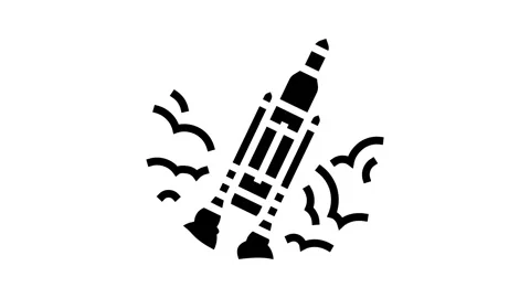 Rocket ship progress glyph icon animation 库存影片 326148946