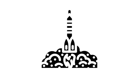 Rocket ship progress glyph icon animation 库存影片 326739668