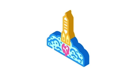 Rocket ship progress isometric icon animation 库存影片 327284545
