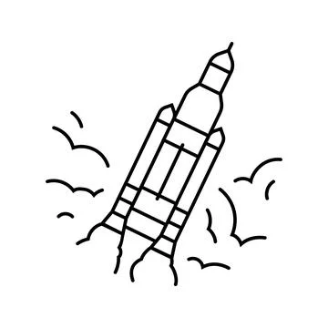 Rocket ship progress line icon vector illustration Illustrazione stock