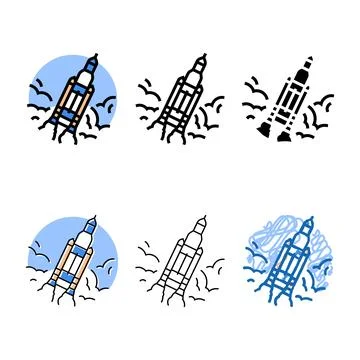Rocket ship progress minimal color icon vector Illustrazione stock
