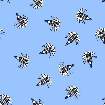 Rocket ship progress vector seamless pattern Illustrazione stock