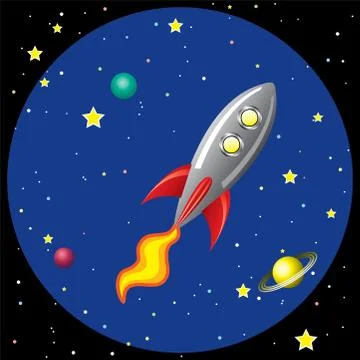 Rocket ship in space Stock Illustration