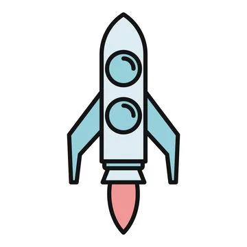 Rocket ship taking off into outer space Stock Illustration