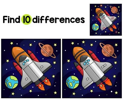 Rocket Ship Vehicle Find The Differences Stock Illustration