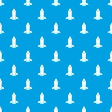 Rocket shuttle pattern seamless blue Stock Illustration