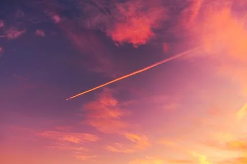 Rocket on sky and cloud in bright rainbow colors and Colorful smooth sky in d Stock Photos