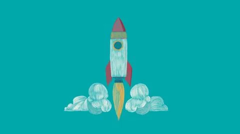 Rocket in the sky. concept of science and technology. Stock Illustration