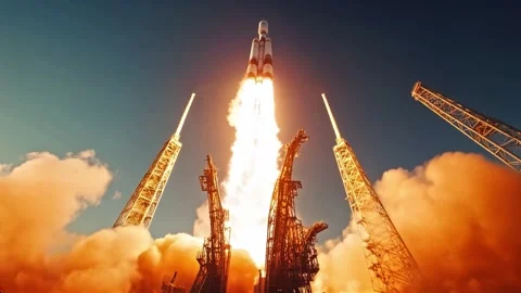 Rocket in the sky Stock Footage 285819122