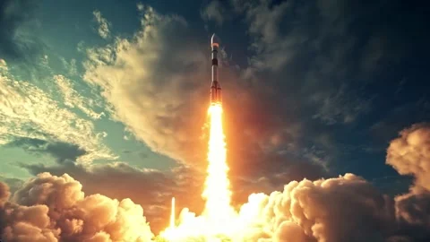 Rocket in the sky Stock Footage 285819131