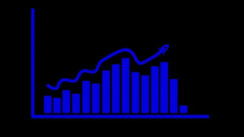 Rocket Slithering Over Bar Chart Animation, A stylized bar chart with a roc.. Stock Footage 304252161