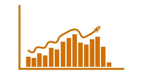 Rocket Slithering Over Bar Chart Animation, A stylized bar chart with a roc.. Stock Footage 304252175