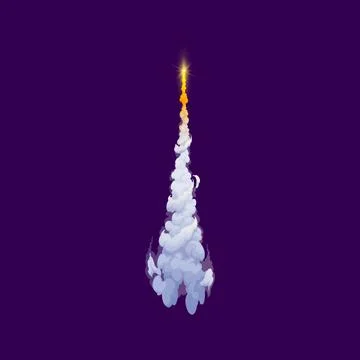 Rocket smoke trail jet fire, cartoon spaceship イラスト素材
