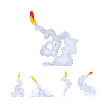 Rocket smoke trail launching spaceship elements Stock Illustration