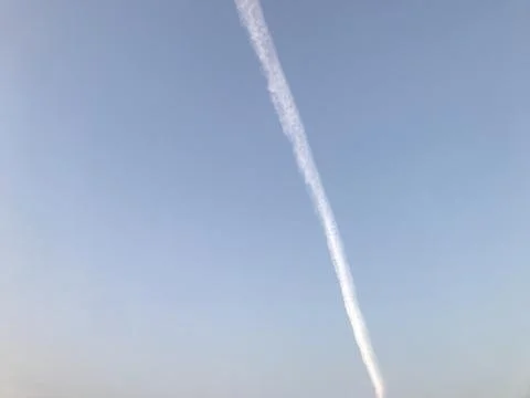 The rocket smoke view in the sky Stock Photos