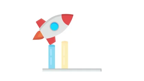 A rocket soaring above a bar chart, symbolizing growth and progress in data.. Stock Footage 332389249
