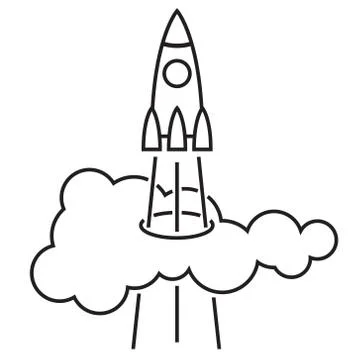 The rocket soars up through the cloud. Stock Illustration