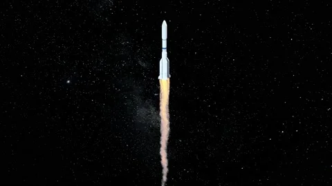 Rocket in the space, 3d rendering. Stock Footage 164917100