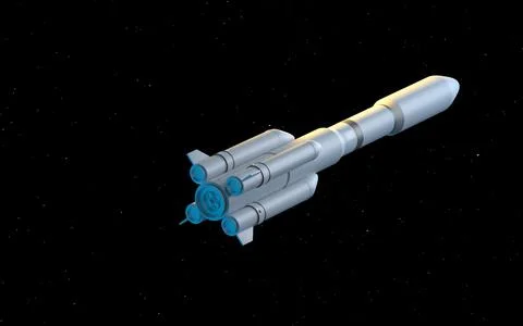 Rocket in the space, 3d rendering. Stock Illustration