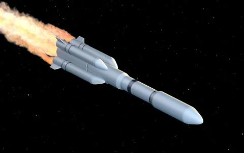 Rocket in the space, 3d rendering. Stock Illustration