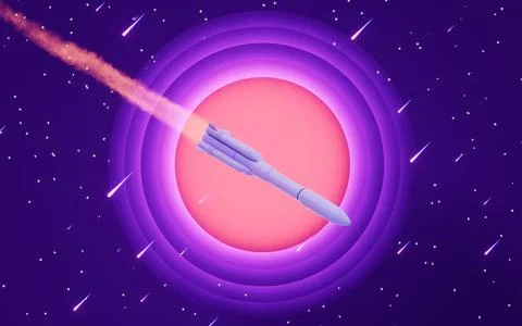 Rocket in the space, 3d rendering. Stock Illustration