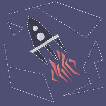 Rocket in Space with Constellations Stock Illustration