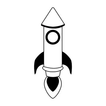 Rocket space icon, flat design Stock Illustration
