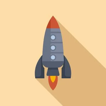 Rocket space icon flat vector. Spaceship launch Stock Illustration