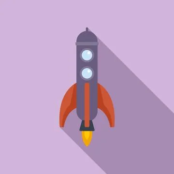 Rocket space icon flat vector. Fire start Stock Illustration