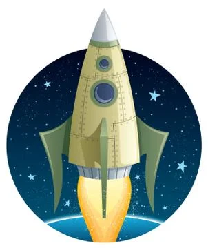 Rocket in Space Stock Illustration
