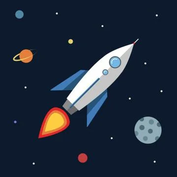 Rocket in space Stock Illustration