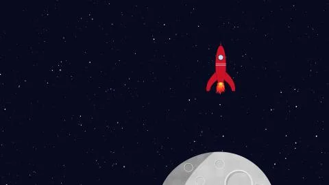 Rocket in space landing on a moon or planet Stock Illustration