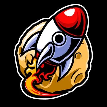 Rocket space mascot logo design Stock Illustration