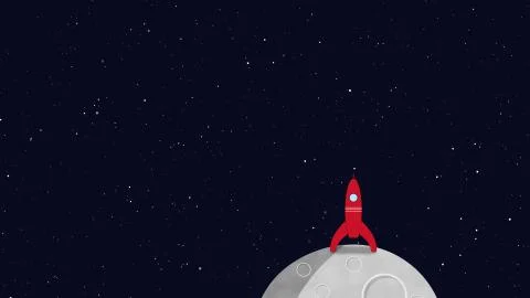Rocket in space on a moon or planet Stock Illustration