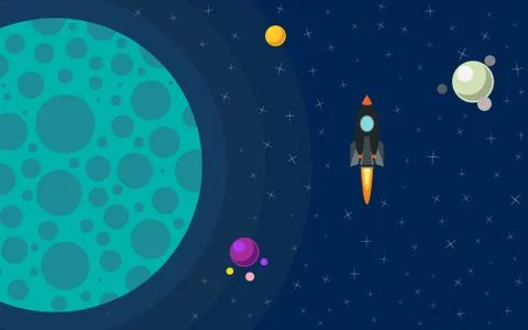 The rocket in space near the planet Stock Illustration
