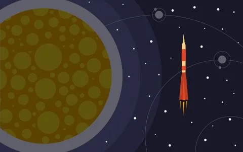 The rocket in space near the planet Stock Illustration
