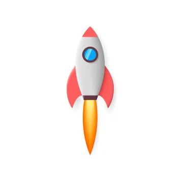 Rocket. Space rocket launch. Project start up. Flying cartoon rocket. Vector  Stock Illustration